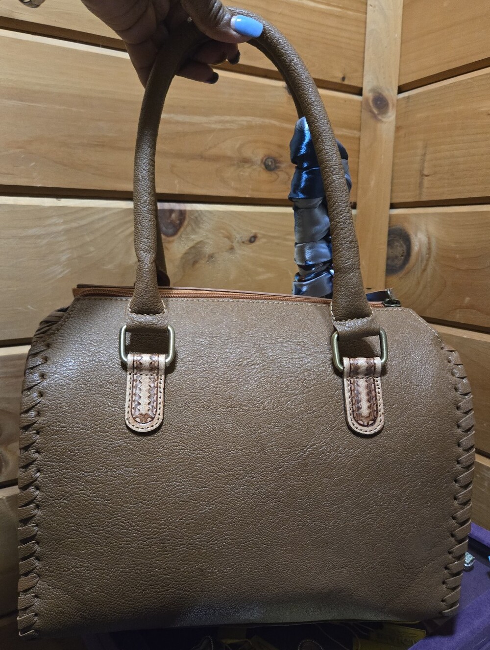 Genuine Leather Handtooled Speedy Satchel Handbag NWOT - Picture 4 of 12